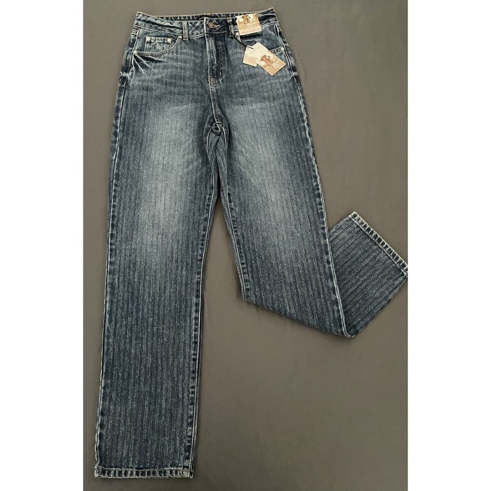 NEW! Sincerely Jules Jeans Womens 5/27‎ Striped 90's Straight  Denim Hight Rise
